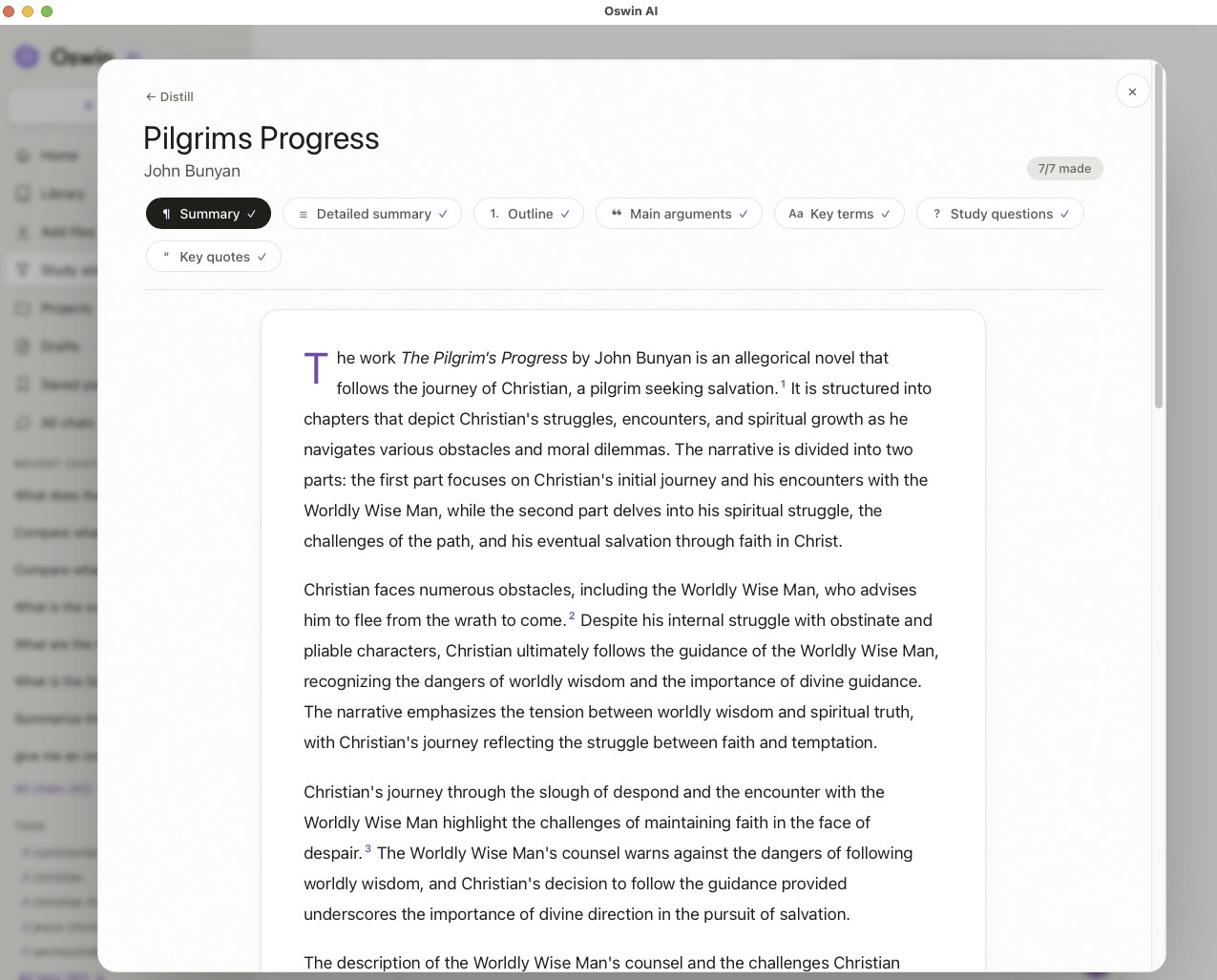 Oswin Study aids: a footnoted summary of The Pilgrim's Progress by John Bunyan